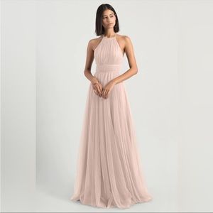 Jenny Yoo Helena Blush Pink Tulle Halter Strappy Bridesmaid prom dress size 12